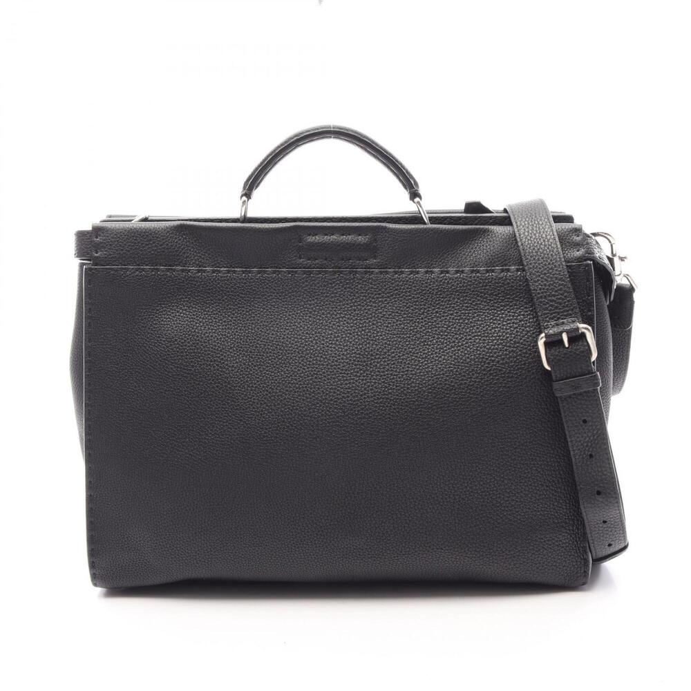 Fendi Peekaboo Selleria Business Bag Handbag Leather Men's Women's Black 7VA388